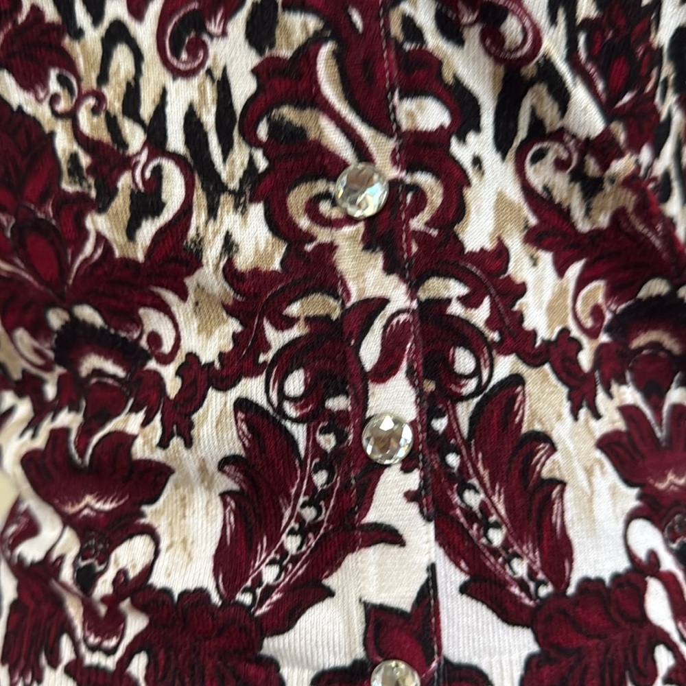 Women's Burgundy Floral & Leopard Print Button Cardigan - Picture 3 of 9